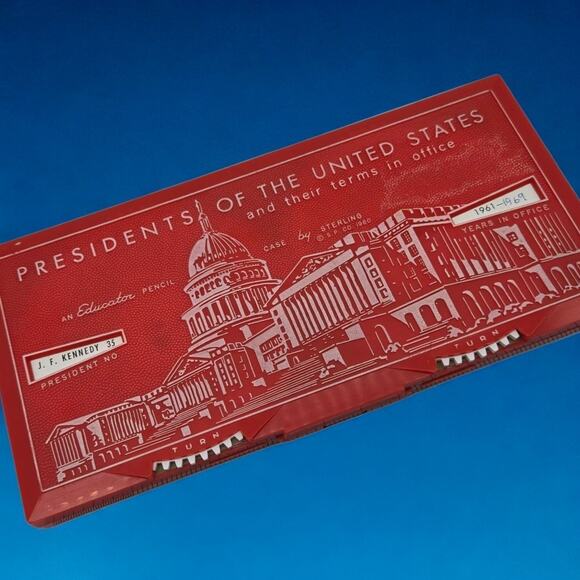 1960 Sterling US Presidents 1-35 Terms in Office Vintage Educational Pencil Case - Picture 1 of 14